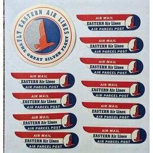 Vintage Fly Eastern Air Lines / Air Mail / Air Parcel Post Stickers Lot